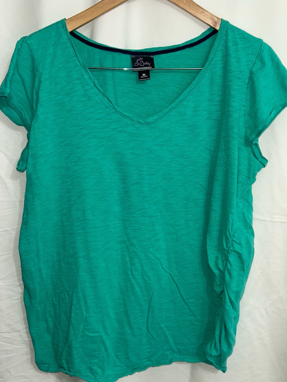 Motherhood Teal V-Neck Short Sleeve Maternity Top